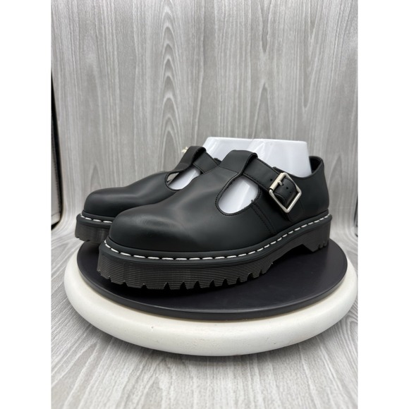 Dr. Martens Shoes - Dr. Martens Polley Bex Womens Size 10 Black Leather Mary Jane Flats Buckle Shoes
